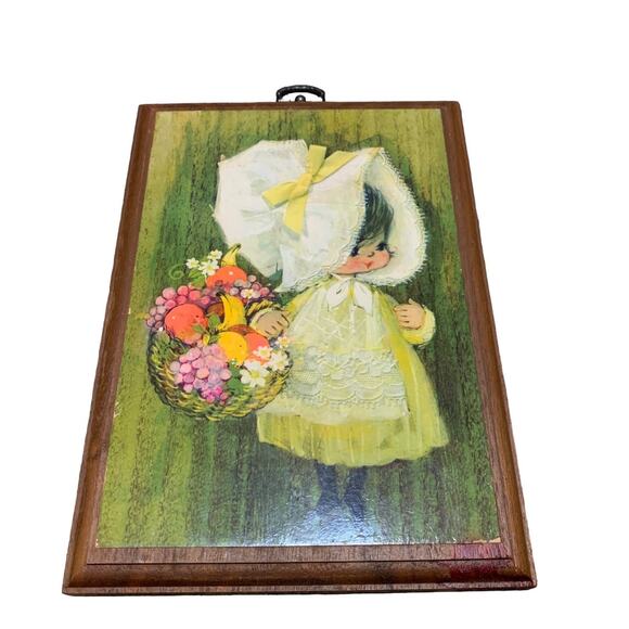 Vintage 70s Springbok Wood Original Painting Mary Hamilton “Woodtints Girl” - Picture 1 of 5